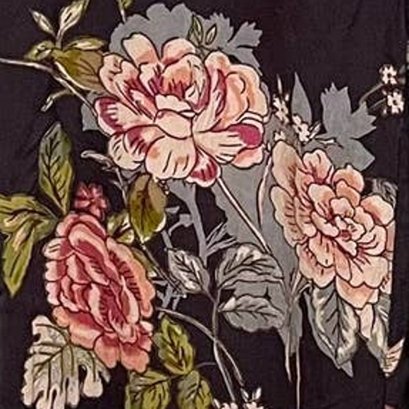 Angie Charcoal Gray Floral Tie Waist Pants Womens Small High Waisted Wide Legs - Picture 6 of 11